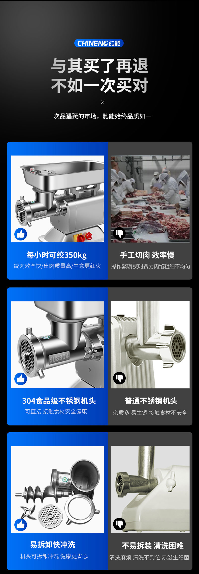 永利yl23411绞肉机与手工切肉对比