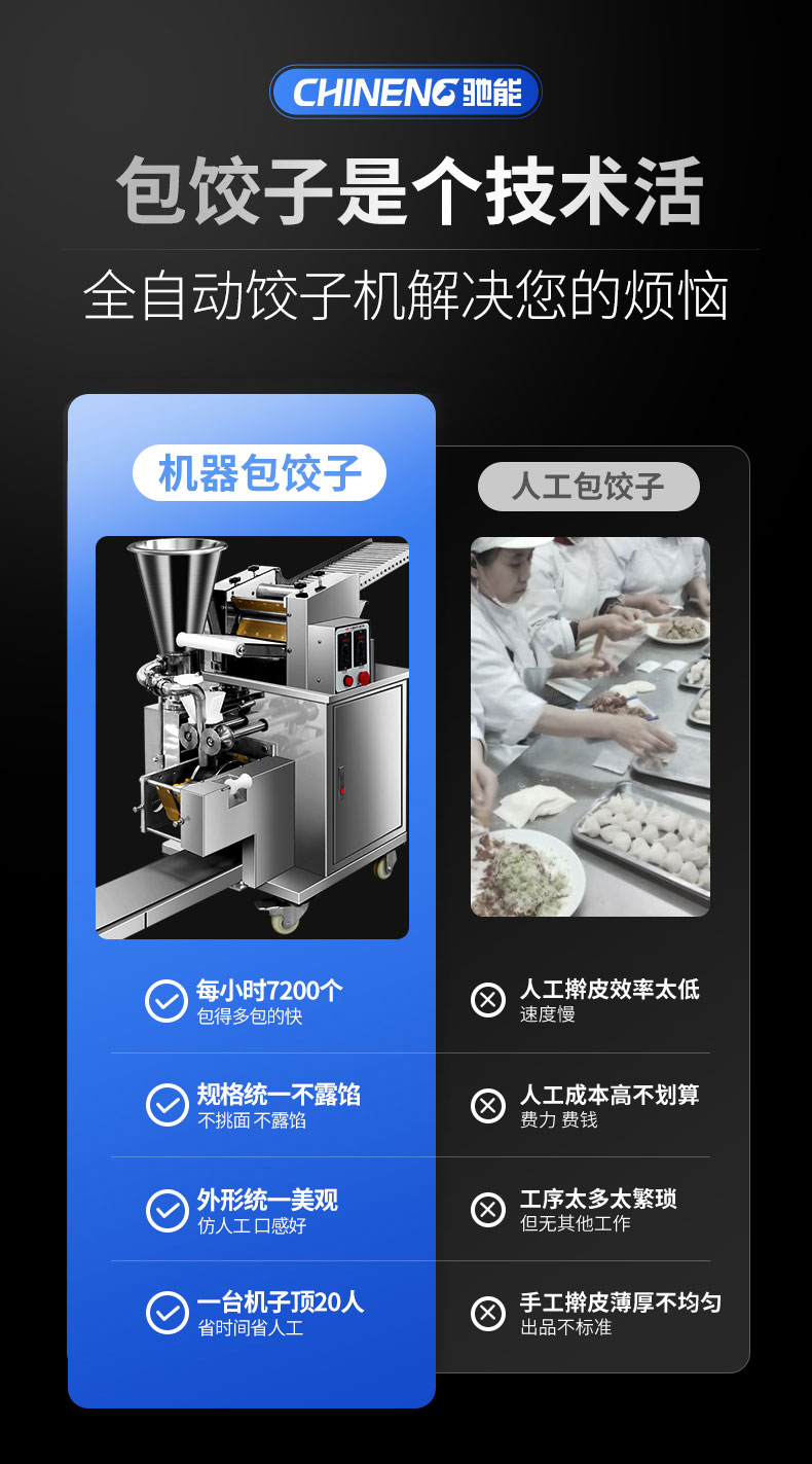 永利yl23411全自动饺子机人工包饺子对比